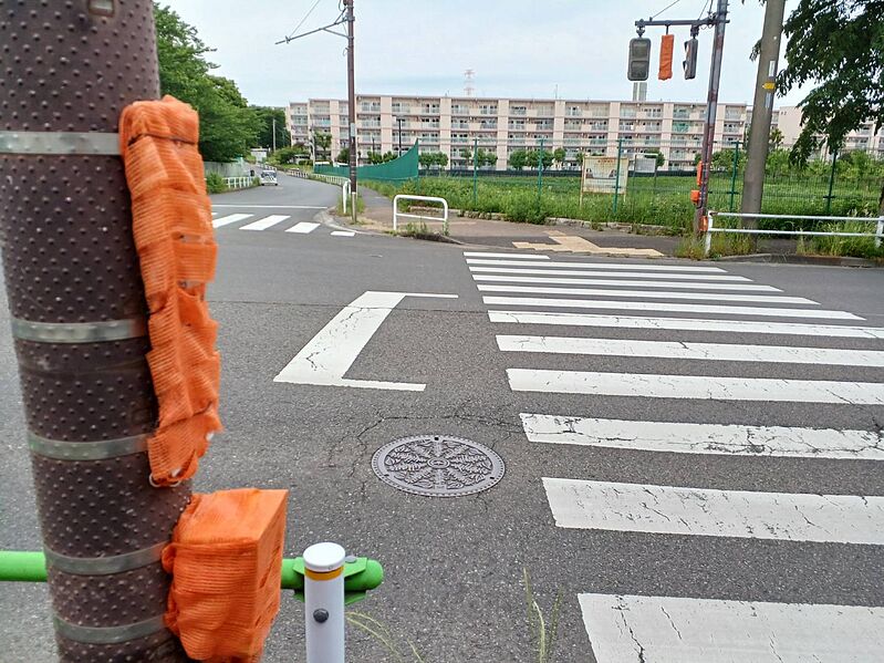 ファイル:テープで封じられた押しボタン式信号機-2.jpg