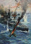 721px-INF3-45 Aircraft attack British battleship Artist Terence Cuneo.jpg